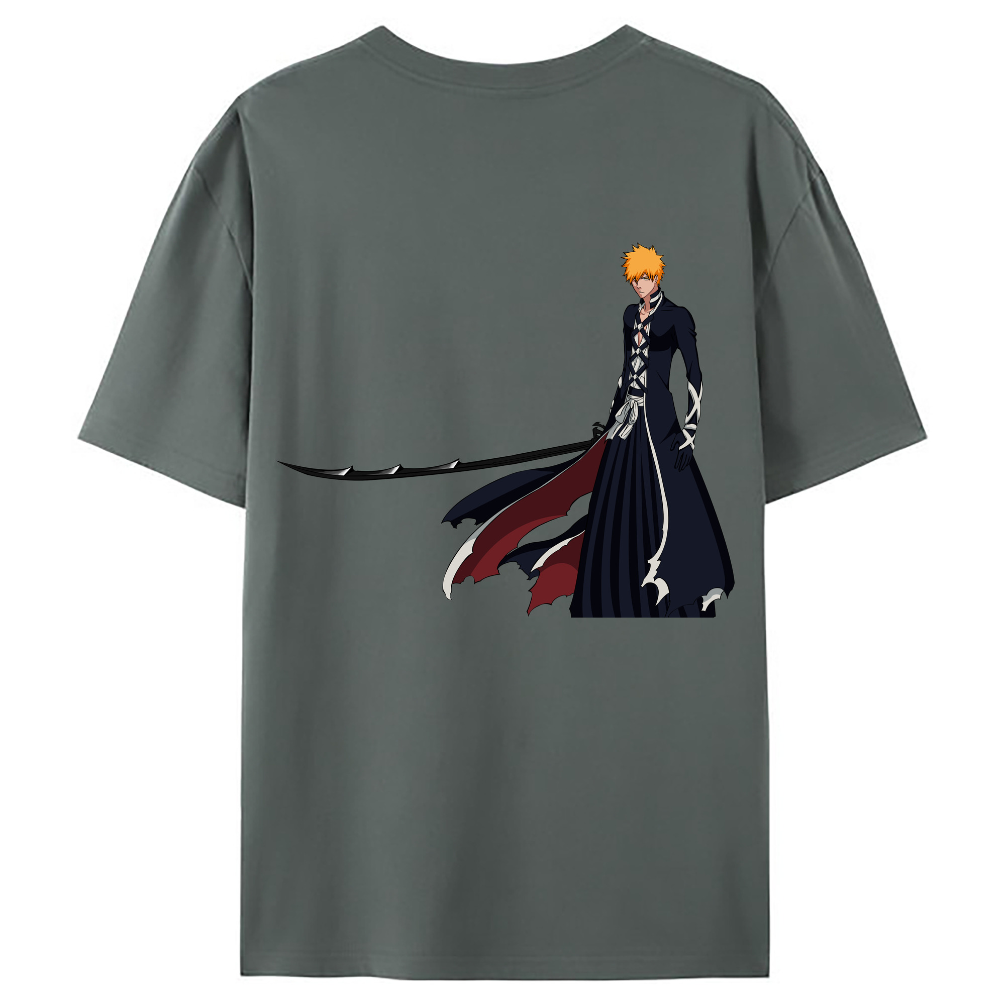 （画像用） ブリーチ 黒崎一護（くろさき いちご）BLEACH Kurosaki Ichigo 綿100％ メンズ半袖Tシャツ（バックプリント） 通気性